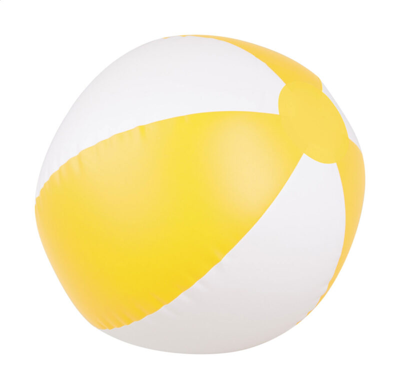 Napihljiva žoga za plažo - rumeno-bela, 32 cm