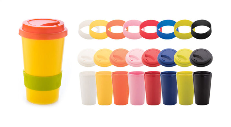Plastični termo lonček s pokrovom in silikonskim obročem - 400 ml